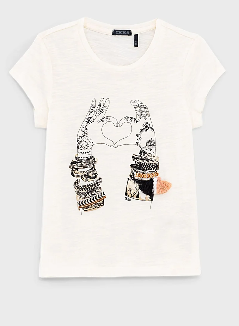 IKKS Kids Hand Heart Print T-Shirt