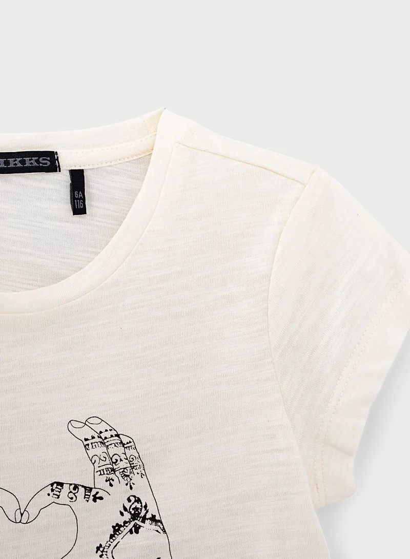 IKKS Kids Hand Heart Print T-Shirt