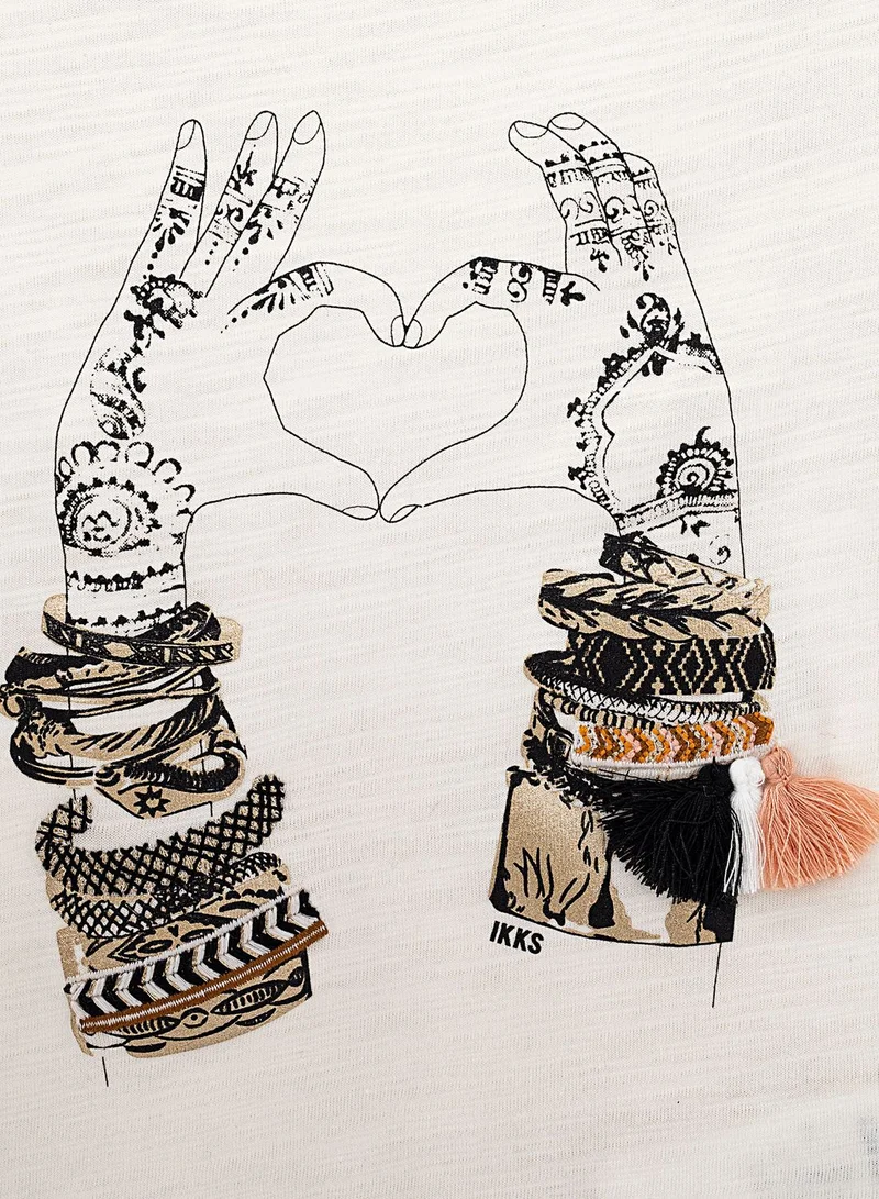 IKKS Kids Hand Heart Print T-Shirt