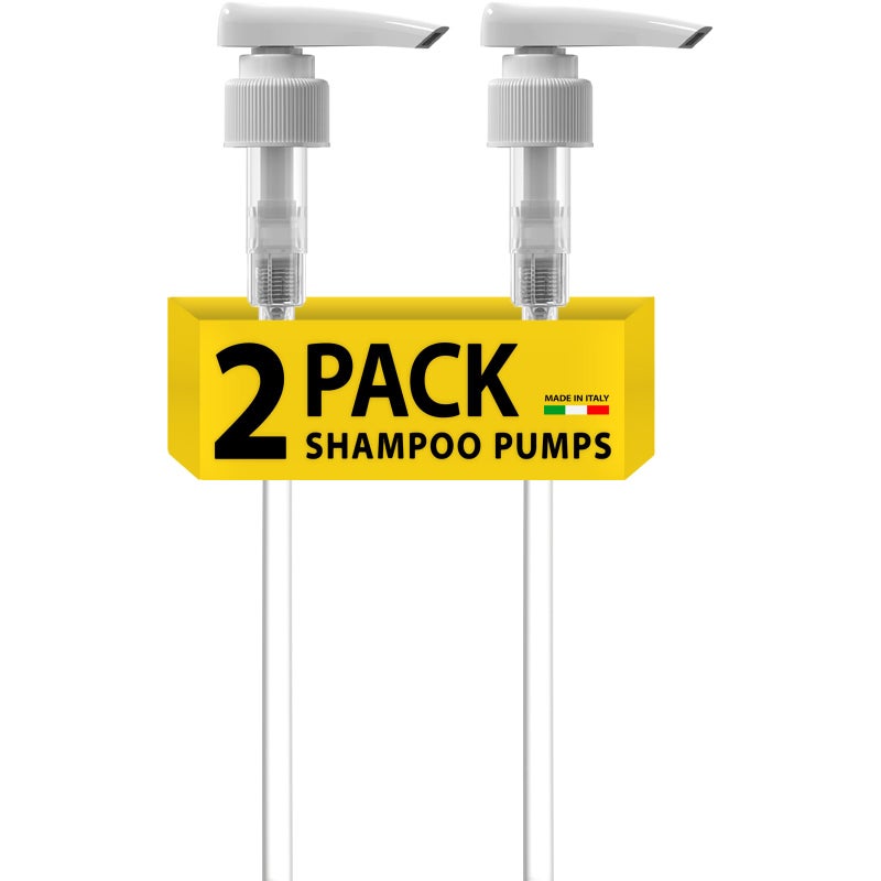Bar5F Universal Shampoo & Conditioner Pump for 1 L / 33.8 oz Bottles | Fits 1â€³ Neck Bottles | Replacement Dispensing Pump Top for Soap, Lotion & Body Wash (2-Pack White (Dosa)) - Image 1