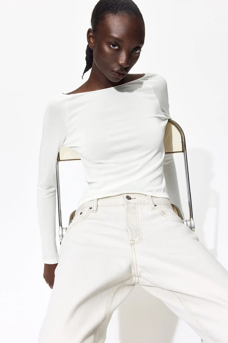 H&M Fine-knit boat-neck top