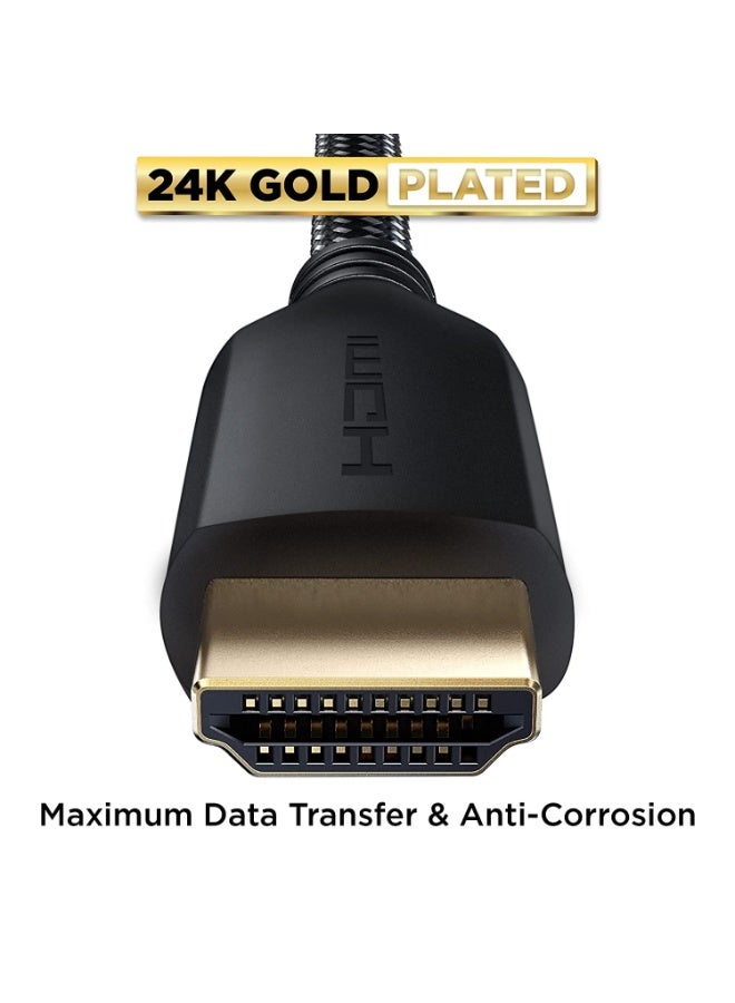 PowerBear كابل HDMI 4K من باوربير 5 م | عالي السرعة، نايلون مضفر وموصلات ذهبية، 4K @ 60Hz، Ultra HD، 2K، 1080P، ARC وتصنيف CL3 | للابتوب، الشاشة، PS5، PS4، Xbox One، Fire TV، Apple TV، الكمبيوتر - Image 5