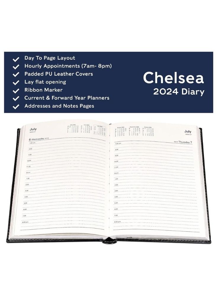 Collins Collins Chelsea 2024 Diary A5 Day To Page Business Planner - Business Planner and Organiser - January to December 2024 Diary - Daily - Black - ND54.99-24  - Image 4