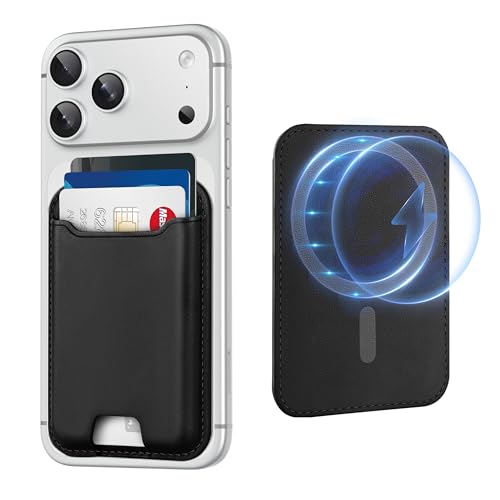 TopMade for Magsafe Wallet, Strongest Magnetic Card Holder for iPhone 17/17 Pro, iPhone 16/15/14/13/12 Series, Leather Magnetic Phone Wallet with Powerful Magnet, RFID Blocking, Fit 4 Cards, Black - Image 1