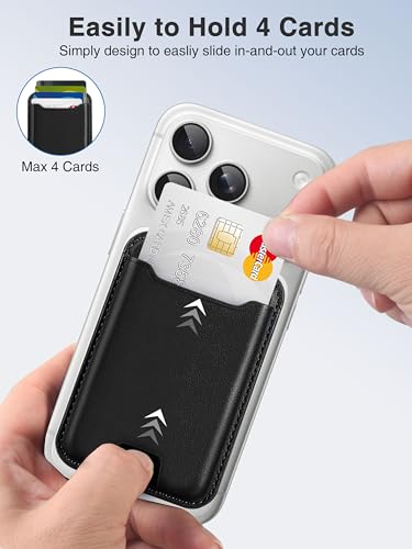 TopMade for Magsafe Wallet, Strongest Magnetic Card Holder for iPhone 17/17 Pro, iPhone 16/15/14/13/12 Series, Leather Magnetic Phone Wallet with Powerful Magnet, RFID Blocking, Fit 4 Cards, Black - Image 3