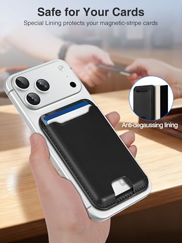 TopMade for Magsafe Wallet, Strongest Magnetic Card Holder for iPhone 17/17 Pro, iPhone 16/15/14/13/12 Series, Leather Magnetic Phone Wallet with Powerful Magnet, RFID Blocking, Fit 4 Cards, Black - Image 5
