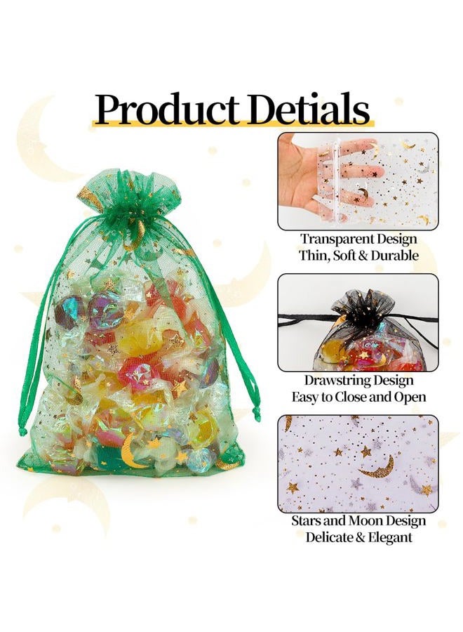 KQNBI Moon Star Organza Bags 4x6 Small Mesh Bag Drawstring 50 Pcs Mesh Gift Bags Drawstring Pouch Jewelry Pouches Bulk Wedding Favor Bag Gift Pouch for Candy Make up Soaps Birthday Festival Party Supplies - Image 4