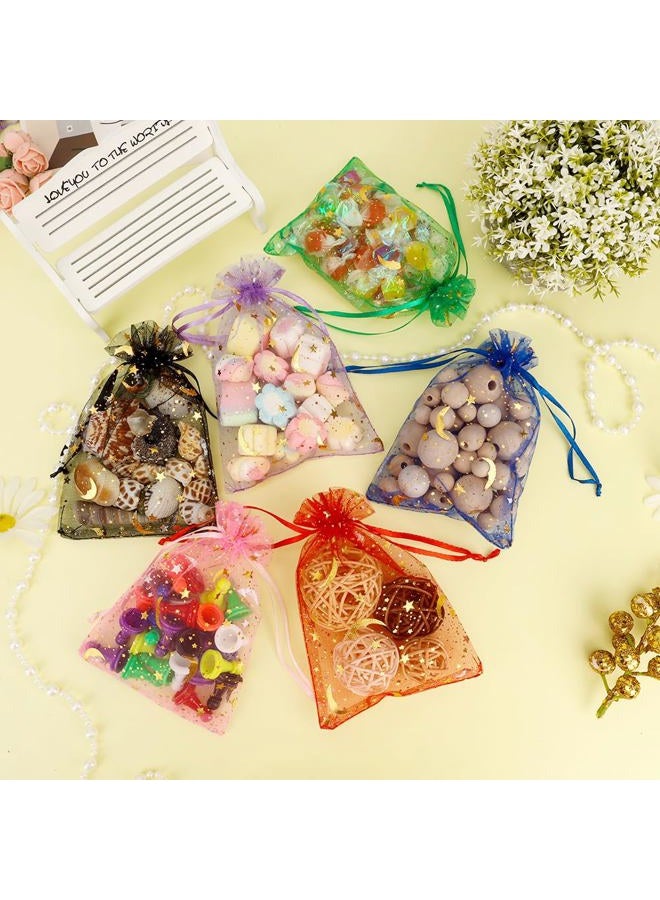 KQNBI Moon Star Organza Bags 4x6 Small Mesh Bag Drawstring 50 Pcs Mesh Gift Bags Drawstring Pouch Jewelry Pouches Bulk Wedding Favor Bag Gift Pouch for Candy Make up Soaps Birthday Festival Party Supplies - Image 2