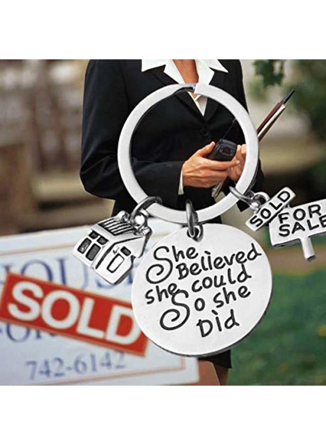 Infinity Collection Realtor Keychain, She Believed She Could So She Did Real Estate Broker Gift, House keychain, Realtor Gift for Women, Silver, L - Image 4
