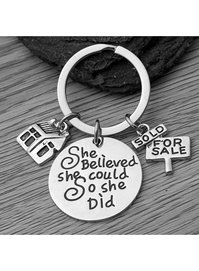 Infinity Collection Realtor Keychain, She Believed She Could So She Did Real Estate Broker Gift, House keychain, Realtor Gift for Women, Silver, L - Image 3