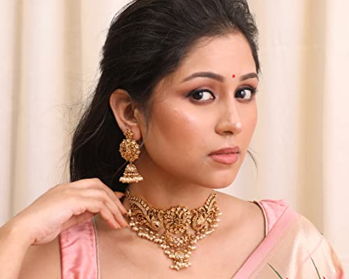 TARINIKA Brass Indian Choker Necklace Set Gold Plated Anusri Antique - Image 3