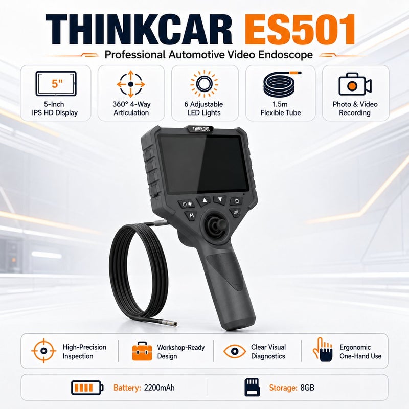 THINKCAR ES501 4-Way Articulating Automotive Video Endoscope Inspection Camera With LED Lighting For Engine And Vehicle Diagnosis - Image 1
