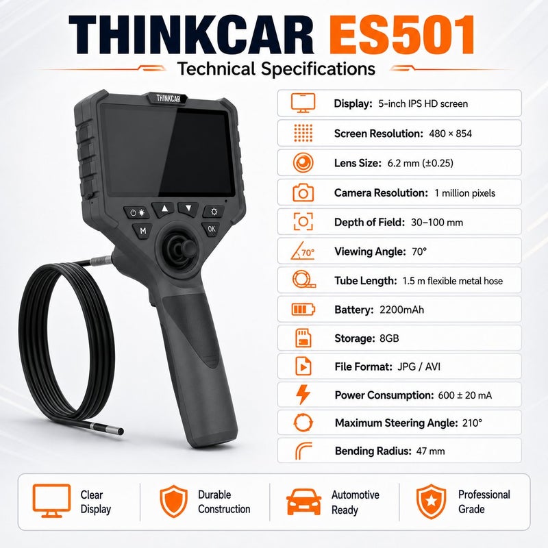 THINKCAR ES501 4-Way Articulating Automotive Video Endoscope Inspection Camera With LED Lighting For Engine And Vehicle Diagnosis - Image 4