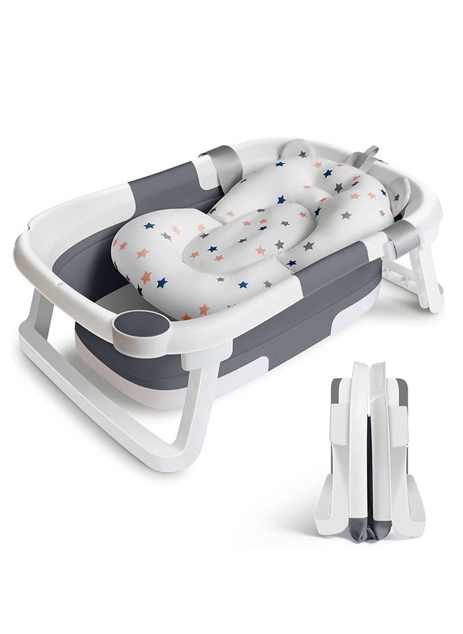 Zoom Plus Baby Foldable Collapsible Bathtub With Cushion Pad, Water Plug, Non-Slip Support Leg For Newborn, Toddler, Infant  - Image 1