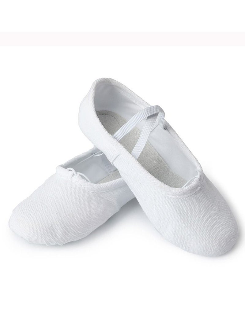 Generic - Dancing Shoes Soft Bottom Practice Ballet with Cloth Head Shoes for Girls White Color - Image 1