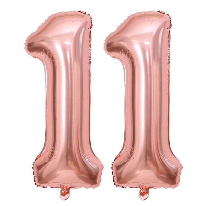 Lovoir Rose Gold 11 Number Balloons 40 Inch Giant Number 11 Balloons Foil Mylar Helium Rose Gold Number Balloons for 11th Birthday Party Supplies Anniversary Event Celebration Decorations - Image 3