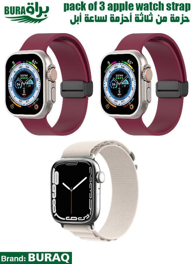 BURAQ Apple Watch Band Strap For Apple Watch Ultra 2/Ultra 49mm, Series 10 46mm, 9/8/7 45mm, SE2/SE/6/5/4 44mm, 3/2/1 42mm