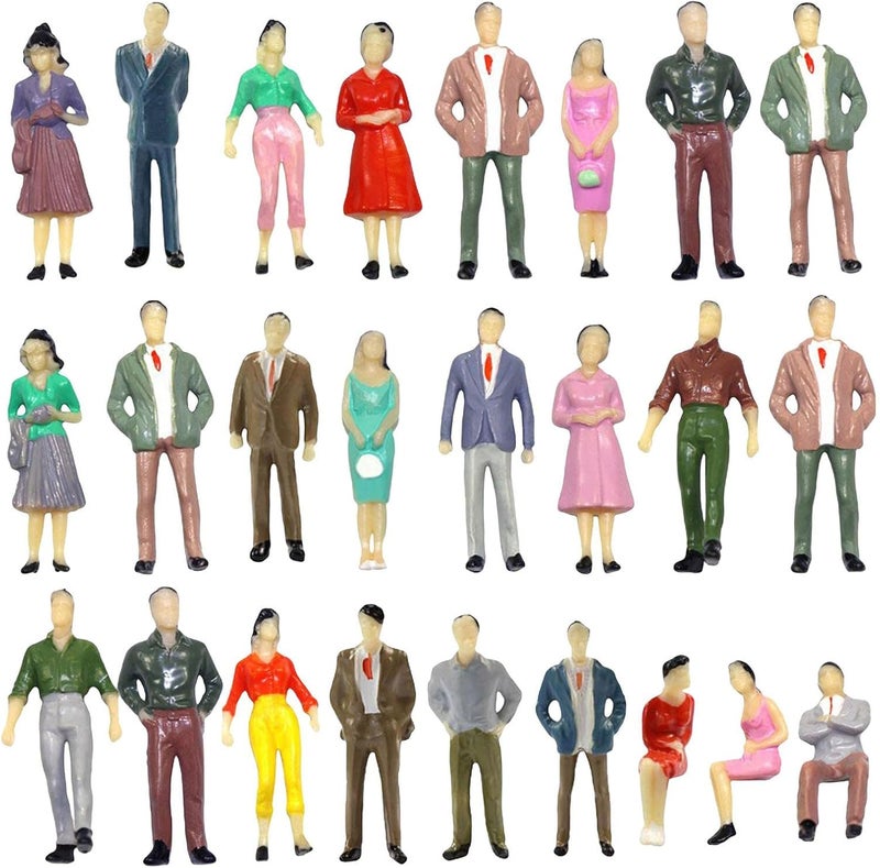 40 Pieces Painted O Scale People Figures Beach Crowd Model Miniature People Figure Accessories Suitable for Train Scenery Table Decoration - Image 1