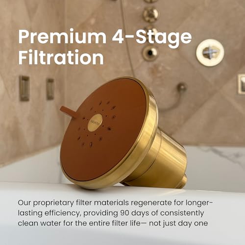AQUA TRU AquaTru Shower - Advanced Shower Filter Removes Impurities from Hard Water to Support Healthy Skin, Scalp, Hair, Reduce Breakage, and Enhance Your Beauty and Self-Care Routine (Brushed Gold) - Image 2