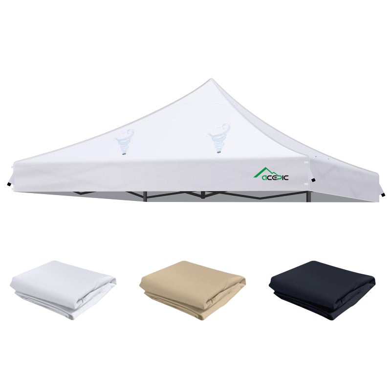 Acepic Heavy Duty 10x10 Canopy Replacement Top Cover with 8 Large Drainage Holes, Waterproof PU and 99% UV Resistant Fabric for Outdoor Events, Art Exhibition (Tent Top Only, Excluding Frame, White) - Image 1