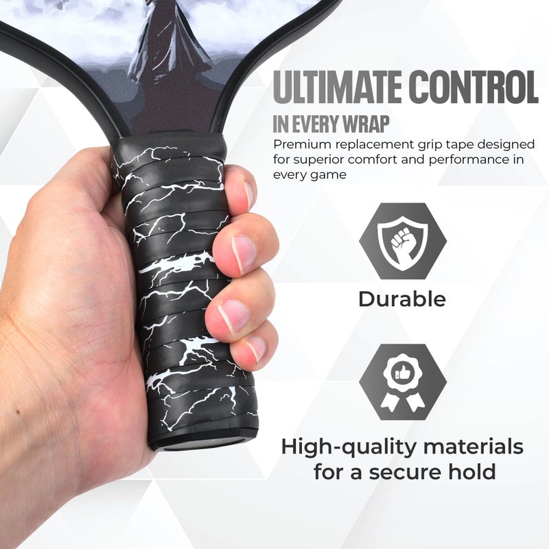 DH Mythic Replacement Grip for Pickleball & Tennis | Anti-Slip, Ultra-Durable, Sweat-Resistant Wrap (Lightning, Black) - Image 2