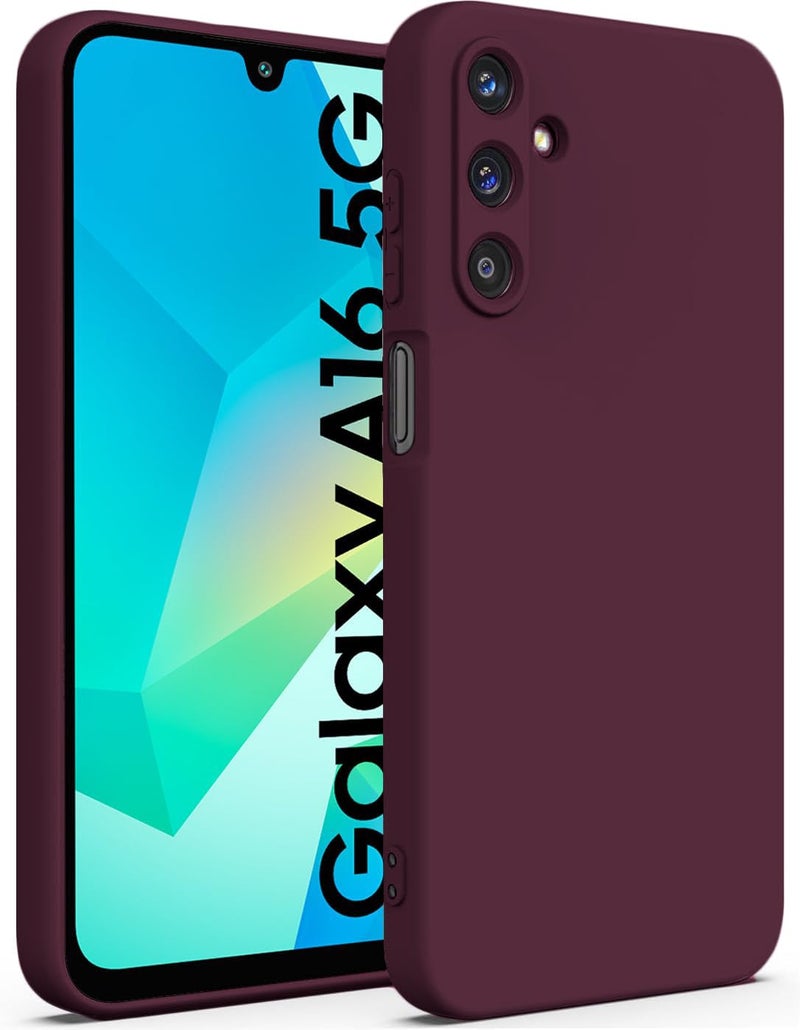 DIZORO Microfiber Candy Case Compatible for Samsung A16 5G Smooth Touch Cushion Liquid Soft Silicone Gel Rubber Phone Cases Non-Slip Full Body Protective Shockproof Back Cover (Wine Red) - Image 1