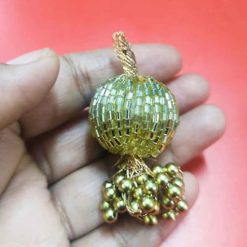 Adikala Handmade Small Pearl Bunch Zari Tassels for Jewelry, DIY Art & Craft Decoration, Fabric Fringe Beads for Decorating Art Crafting (50, Golden) - Image 3