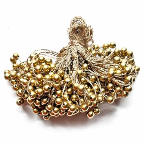 Adikala Handmade Small Pearl Bunch Zari Tassels for Jewelry, DIY Art & Craft Decoration, Fabric Fringe Beads for Decorating Art Crafting (50, Golden) - Image 2