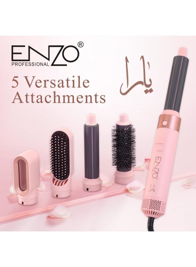 ENZO Professional مجفف شعر إنزو بروفيشينال EN-4140 6 في 1 – مجفف شعر بالهواء الساخن، مكواة ومجفف شعر دائري – فرشاة مجفف شعر متعددة الوظائف بتقنية الأيونات – النسخة الدولية - Image 2