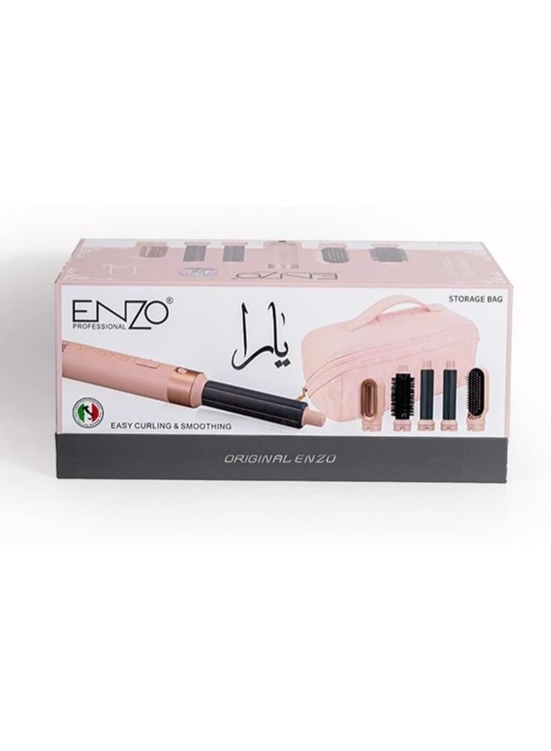 ENZO Professional مجفف شعر إنزو بروفيشينال EN-4140 6 في 1 – مجفف شعر بالهواء الساخن، مكواة ومجفف شعر دائري – فرشاة مجفف شعر متعددة الوظائف بتقنية الأيونات – النسخة الدولية - Image 4