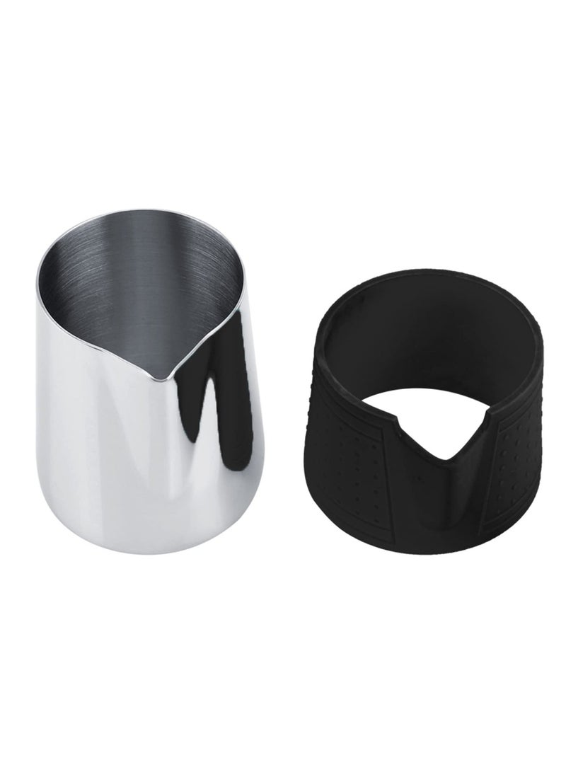 Y&D Small Milk Frother Jug, Handleless Pitcher, Stainless Steel Creamer Non-Stick Teflon Frothing 12oz Home Kitchen Cup, for Making Latte Art, Cappuccino(Black) - Image 1