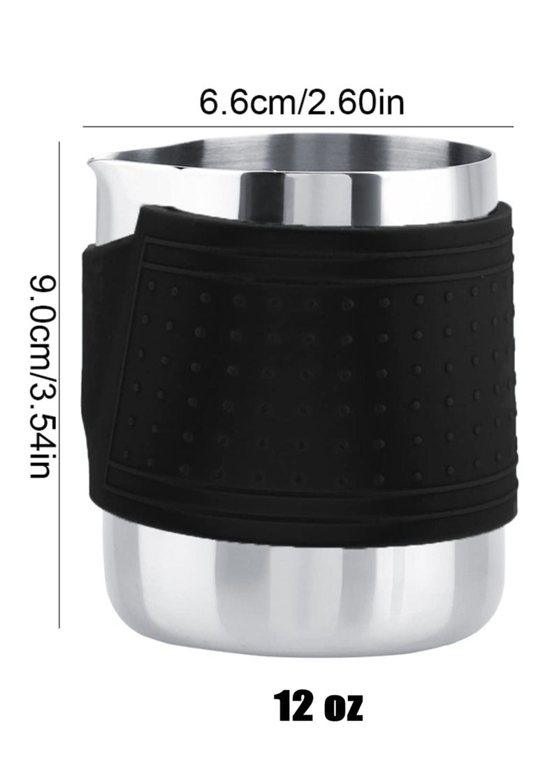 Y&D Small Milk Frother Jug, Handleless Pitcher, Stainless Steel Creamer Non-Stick Teflon Frothing 12oz Home Kitchen Cup, for Making Latte Art, Cappuccino(Black) - Image 5
