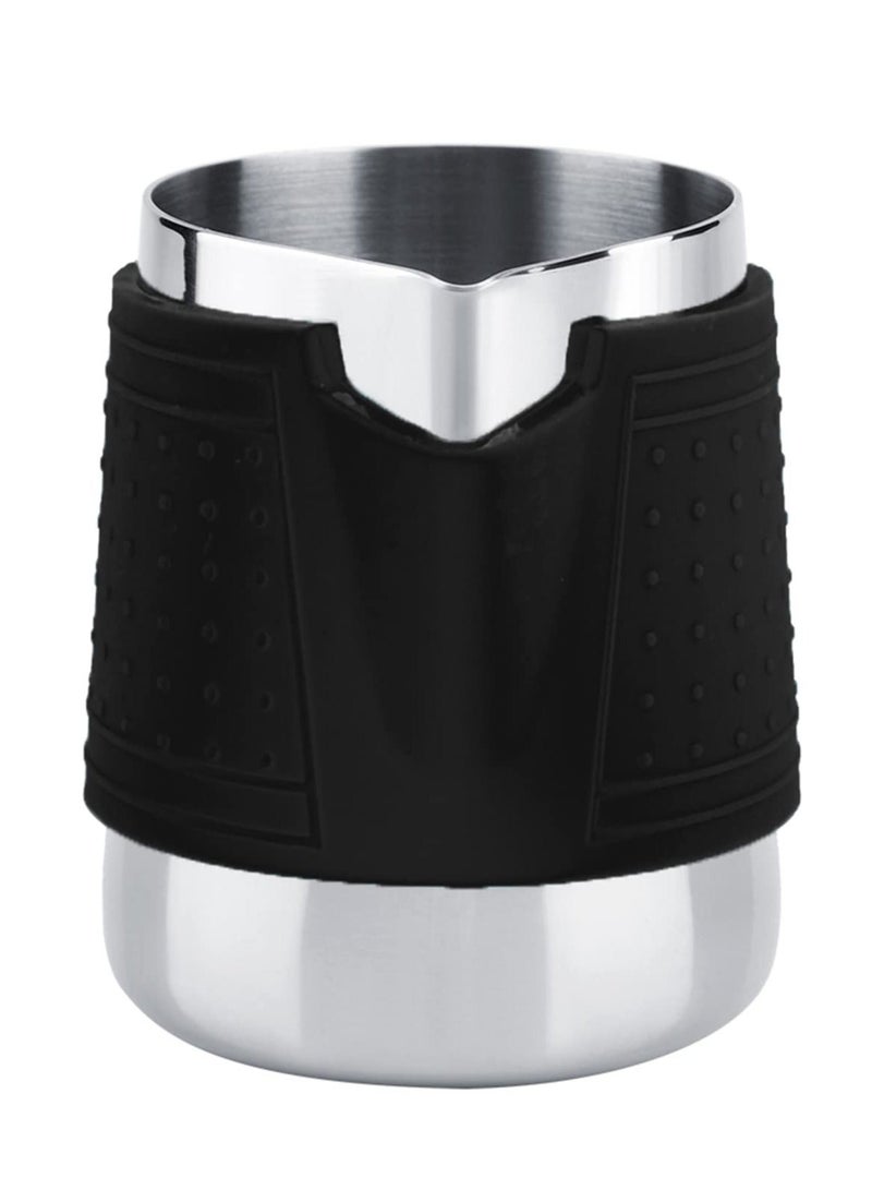 Y&D Small Milk Frother Jug, Handleless Pitcher, Stainless Steel Creamer Non-Stick Teflon Frothing 12oz Home Kitchen Cup, for Making Latte Art, Cappuccino(Black) - Image 4