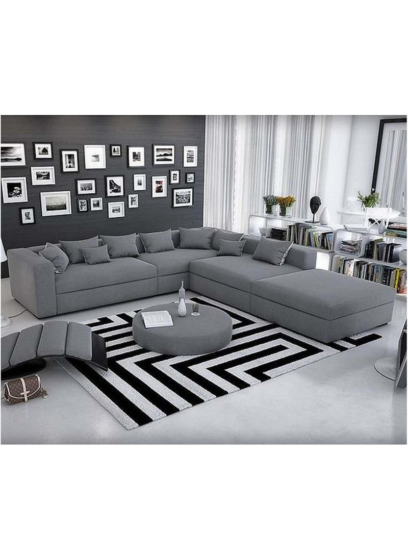Betak - 8 Seater L-Shape Sofa 300×80 ×300×85 Cm - Grey - Image 1