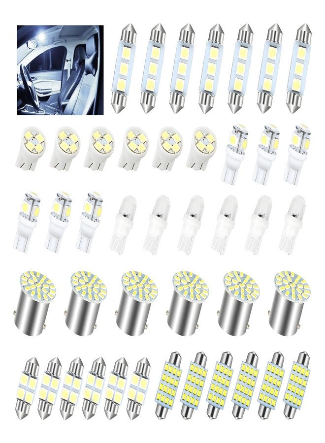 HIPOPY 42 Pcs Car LED Lights Kit, Auto Interior Bulbs Set, 6000K 12V T10 For Accessory, Brake, License Plate, Map, Parking Lights - Image 1