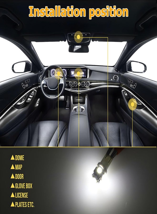 HIPOPY 42 Pcs Car LED Lights Kit, Auto Interior Bulbs Set, 6000K 12V T10 For Accessory, Brake, License Plate, Map, Parking Lights - Image 5