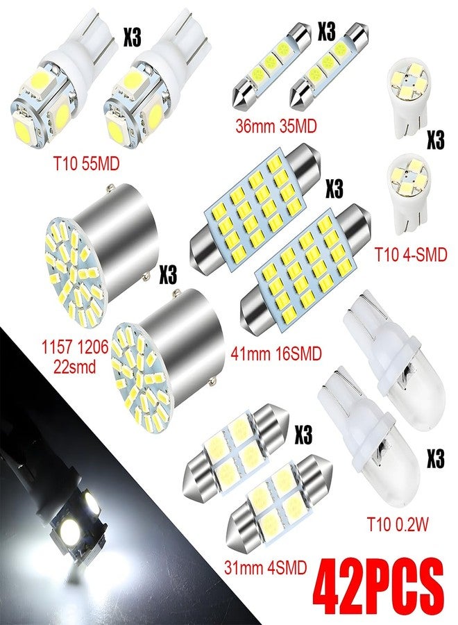 HIPOPY 42 Pcs Car LED Lights Kit, Auto Interior Bulbs Set, 6000K 12V T10 For Accessory, Brake, License Plate, Map, Parking Lights - Image 2