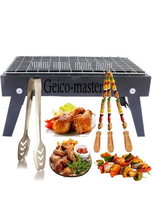 Geico-master Geicomaster Folding Portable Outdoor Charcoal BBQ Grill Oven Black Carbon Steel Black  - Image 1