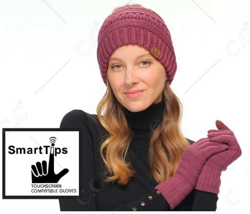 Cc Unisex Cable Knit Winter Warm Anti-Slip Touchscreen Texting Gloves - Image 2