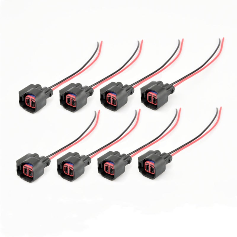 YQYHCN 8Pack Fuel Injector Pigtail Connector Plug Wire EV6 EV14 ID725 ID850 ID1000 Fit for Ford F150 F250 Crown Victoria Mustang Pigtail Harness Replace 15306318 Chevy Dodge Ford Replace 5013995AA - Image 3