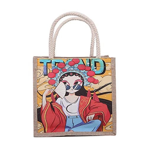wolpin Jute Lunch Bags for Office Women Zip Closure, Men, Kids Travel Box/Tiffin/Storage Bag, College & School (Trend, Blue) - Image 4