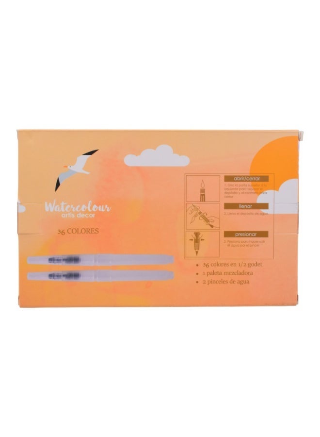 36 Watercolor Painting Set with 2 Paintbrush - Image 2