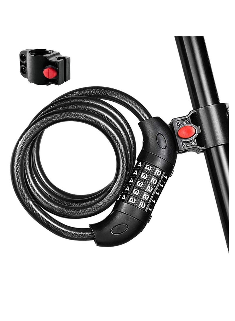 SYOSI Bike Lock Security Anti Theft Bicycle Chain Lock Open with Password High Security Digit Resettable Combination Coiling Cable Lock Best for Bicycle  - Image 1