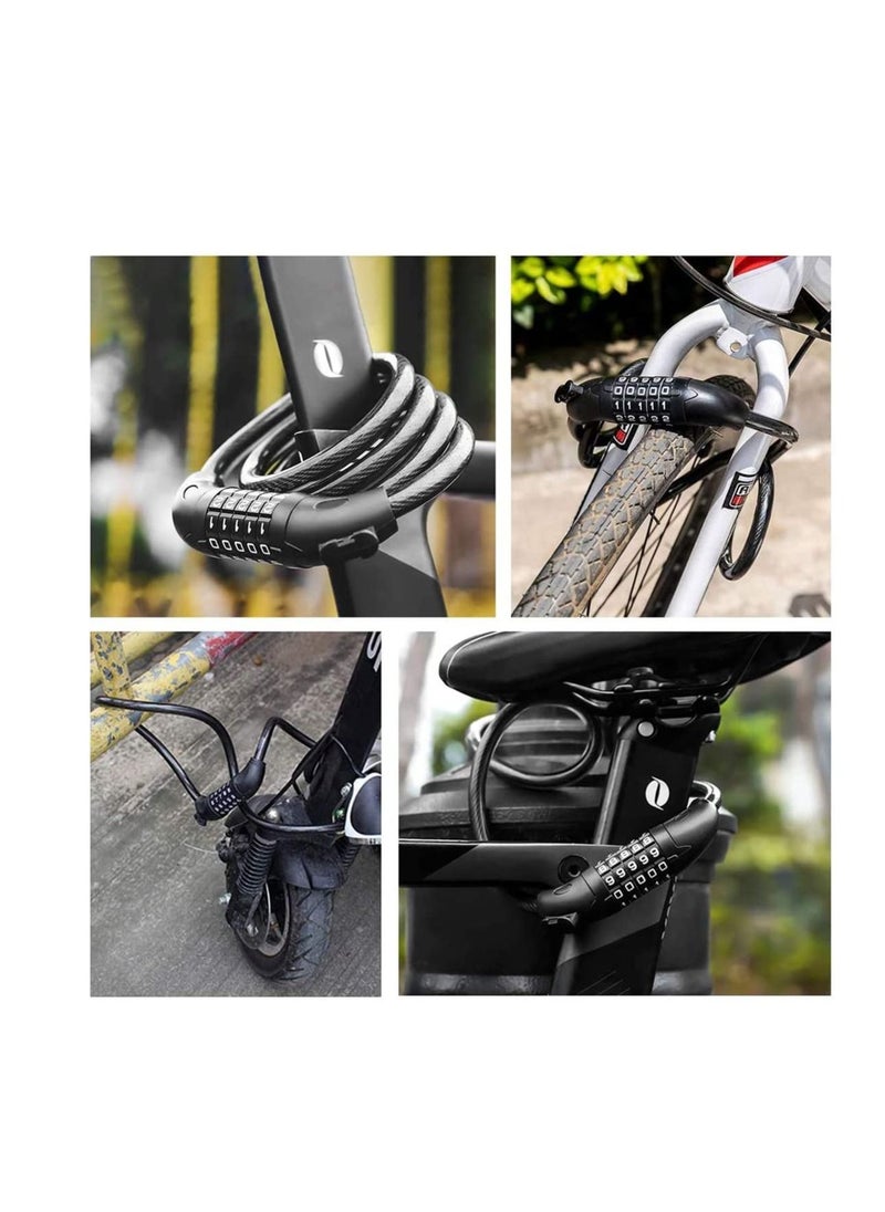 SYOSI - Bike Lock Security Anti Theft Bicycle Chain Lock Open with Password High Security Digit Resettable Combination Coiling Cable Lock Best for Bicycle - Image 1