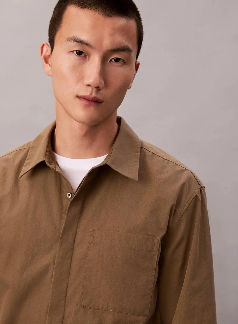 CALVIN KLEIN Cotton Nylon Relaxed Button-Down Shirt