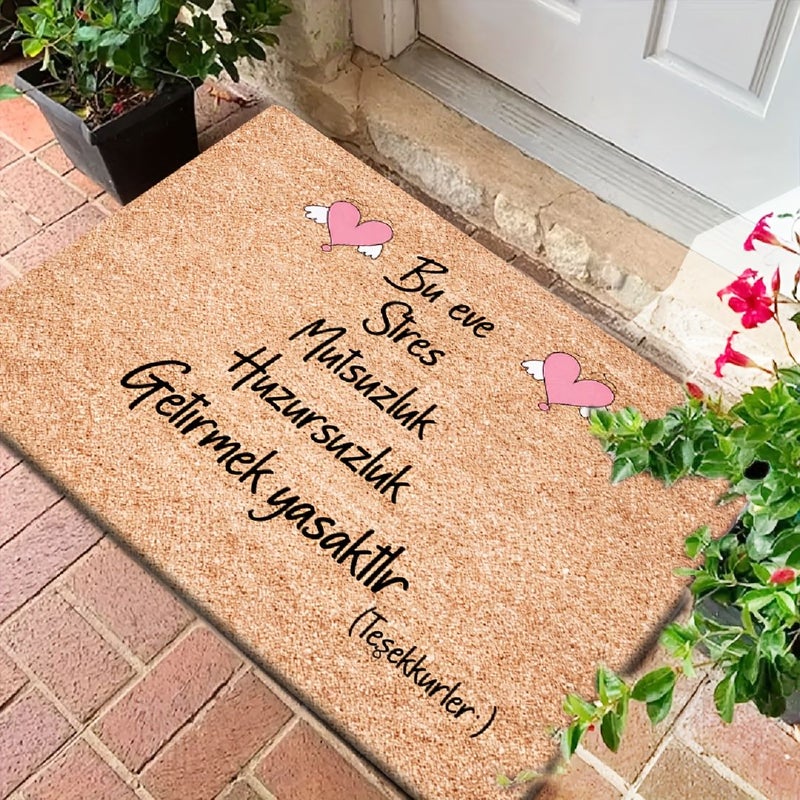 Decorative Doormat 80x120cm 31.5x47.24 Inch Flannel Thick Sponge Welcome Mat with Heart Wings Warm Text Print Non Slip Floor Mat Machine Washable Absorbent Bath Mat for Living Room Bedroom Bathroom Kitchen Home Room Decor - Image 2