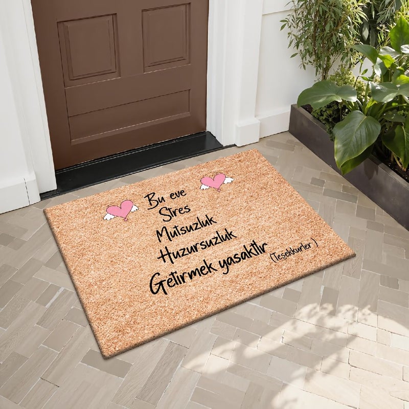 Decorative Doormat 80x120cm 31.5x47.24 Inch Flannel Thick Sponge Welcome Mat with Heart Wings Warm Text Print Non Slip Floor Mat Machine Washable Absorbent Bath Mat for Living Room Bedroom Bathroom Kitchen Home Room Decor - Image 5