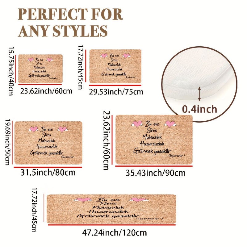Decorative Doormat 80x120cm 31.5x47.24 Inch Flannel Thick Sponge Welcome Mat with Heart Wings Warm Text Print Non Slip Floor Mat Machine Washable Absorbent Bath Mat for Living Room Bedroom Bathroom Kitchen Home Room Decor - Image 4