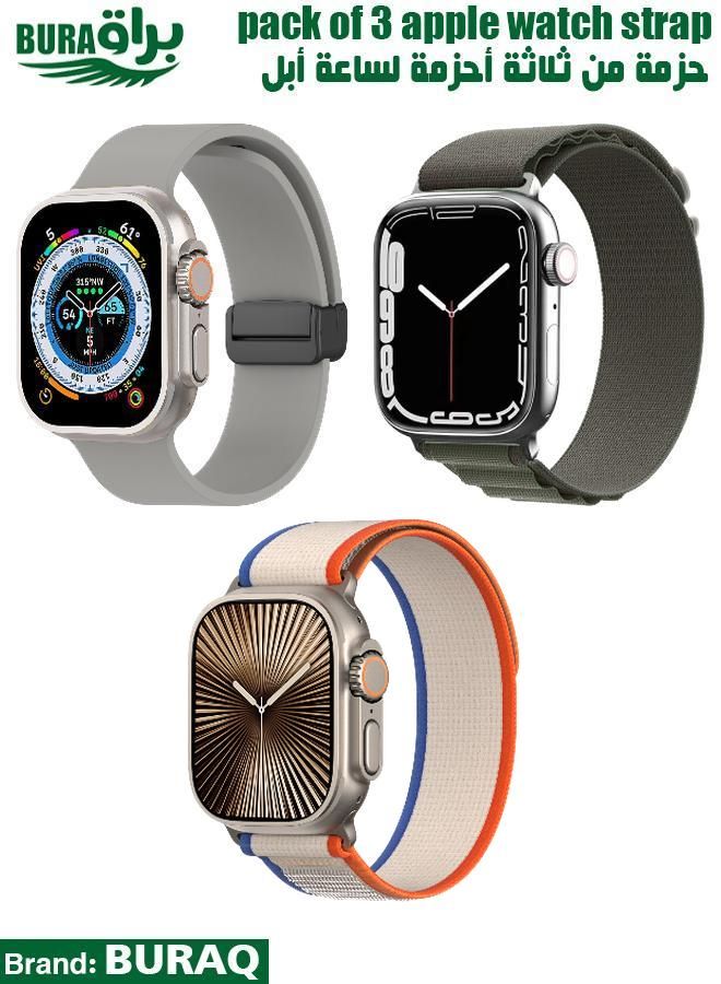 BURAQ Apple Watch Band Strap For Apple Watch Ultra 2/Ultra 49mm, Series 10 46mm, 9/8/7 45mm, SE2/SE/6/5/4 44mm, 3/2/1 42mm