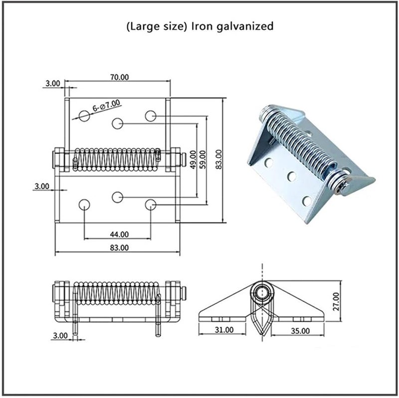 Automatic Closing Reset Industrial Hinge 83mm Small Distribution Box Cabinet Door Spring Hinge - Image 3